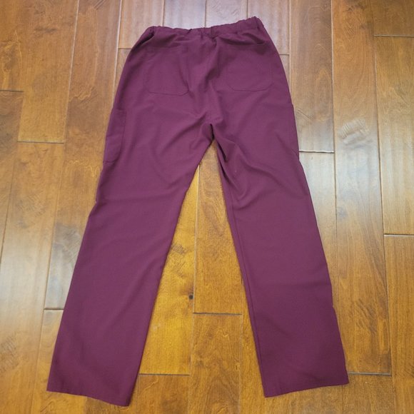 REVEL WOMENS WIDE LEG PROFESSIONAL SCRUB PANTS - MAROON- SIZE MEDIUM - Picture 4 of 7